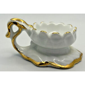 Vintage Camina Blended Teacup W Saucer Miniature Fine Porcelain Romania PB90